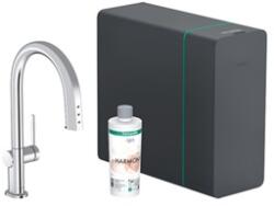 Hansgrohe Aqittura M91 Vízszűrős konyhai csaptelep és szódakészítő rendszer 210, kihúzható zuhanyfejjel, 1jet, króm (HG-76836000)