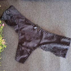 Lemila Női féltanga pamut csipke díszítéssel Fekete, M 30340