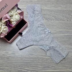 Lemila Női féltanga pamut csipke díszítéssel Világos szürke, L 49586