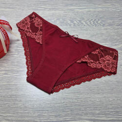 Turbó Csipkés szélű női alsó Bordó, S 28851