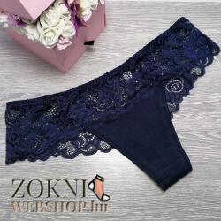 Lemila EXTRA méretű női FÉLTANGA pamut csipke-derékkal Kék, 3XL 16166