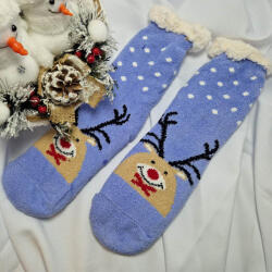  NŐI rénszarvas maci mintás MAMUSZ pihe-puha zsenília anyagból KÉK 34512