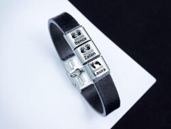 R. M. ékszer Életünk lenyomatai 3 egyedi medálos MoMents bőr karkötő (16492RM)