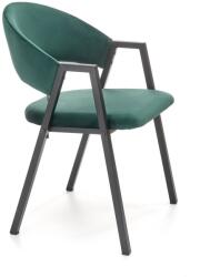 Halmar Scaun modern Xonia, amplasare dining, cadru metalic, catifea verde, inaltime 82 cm