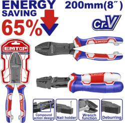 EMTOP Cleste combinat cu actiune compusa 200mm (8 ), 65% economie de energie - EPLRCC0851, EMTOP (EPLRCC0851) Cleste