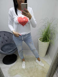 Norafashion Csinos szívmintás hosszú ujjú felső (4) (977464)