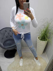 Norafashion Csinos virágmintás hosszúujjú felső (03) (716432)