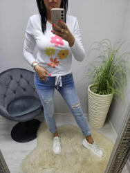 Norafashion Csinos virágmintás hosszúujjú felső (06) (527239)