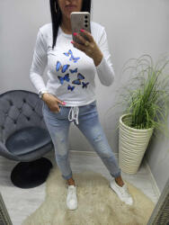 Norafashion Csinos pillangó mintás hosszú ujjú felső (122796)