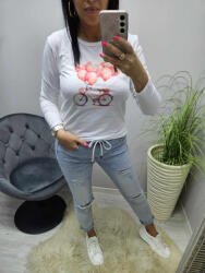 Norafashion Csinos kerékpár lufival mintás hosszú ujjú felső (992709)