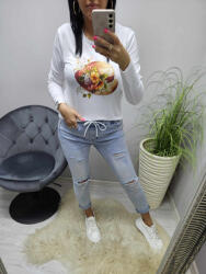 Norafashion Csinos kalap virággal mintás hosszú ujjú felső (424692)