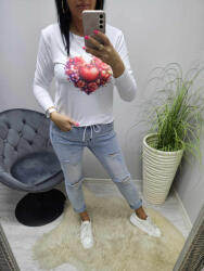 Norafashion Csinos szívmintás hosszú ujjú felső (5) (171081)