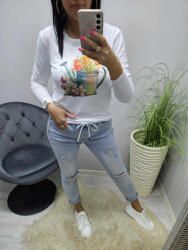 Norafashion Csinos locsoló virággal mintás hosszú ujjú felső (307091)