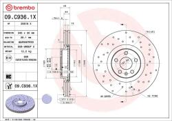 BREMBO féktárcsa BREMBO 09. C936.1X (09.C936.1X)