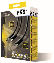 Steelplay Dual Play & Charge kábel PS5 kontrollerhez - Fekete PS5 (JVAPS500003)