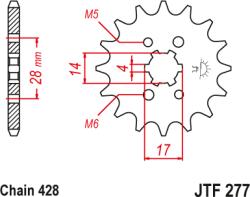 JT - Pinion (fata) JTF277, 13 dinti - Aprilia RS4 125 11- (105-329-13)