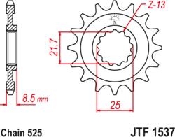 JT - Pinion (fata) JTF1537, 16 dinti - ZX-9R 02- Z1000 03-06 (102-551-16)