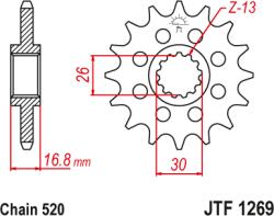 JT - Pinion (fata) JTF1269, 16 dinti - CBR600 99- 900 1000 Sport 520 (100-461-16)