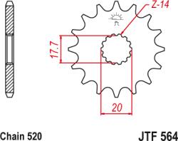 JT - Pinion (fata) JTF564, 13 dinti - YZ125 87- (102-411-13)