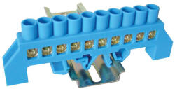 Tracon szigetelt földelősín (N/PE), kék 230/400V, 100A, 8×12mm, 10P, IP20 NPE-B8-10 (NPE-B8-10)