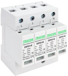 Tracon túlfeszültség levezető cserélhető betéttel, T2 AC típusú 4P, ESPD2-40-4P (ESPD2-40-4P)