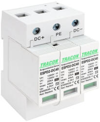 Tracon túlfeszültség levezető cserélhető betéttel, T2 DC típusú ESPD2-DC40-1000 (ESPD2-DC40-1000)