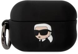 Karl Lagerfeld 3D Logo NFT Karl Head Airpods Pro 2 Black szilikon tok (KLAP2RUNIKK)