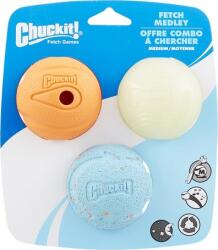 Chuckit! Fetch Medley mingi pentru câini (M ~ 6 cm; 3 bile diferite / set | Whistler, Max Glow, Rebounce)