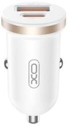 XO CC56, Szivargyújtós töltő, PD QC 30W, 1x USB-A +1x USB-C, fehér (Gyors töltés)