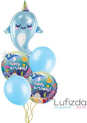  Héliumos luficsokor szülinapra, Happy Birthday, Unikornis, Narvál - INGYENES GLS szállítással (LUFI379184)