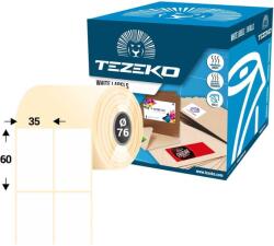 Tezeko 35 * 60 mm, öntapadós papír etikett címke (6000 címke/tekercs) (P0350006000-001)