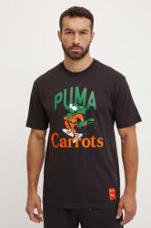 PUMA pamut póló PUMA X CARROTS Graphic Tee fekete, férfi, nyomott mintás, 627443 - fekete S