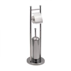 Plastor Trading Stand perie WC si suport hartie igienica, inox, inaltime 76 cm (41469)