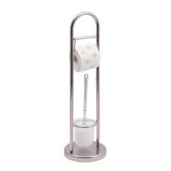 Casa Plastor Stand perie WC si suport hartie igienica, inox, inaltime 65 cm (41467)