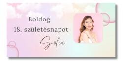 Personal Születésnap banner fényképpel - Pink Bubble Banner mérete: 130 x 65 cm