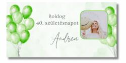 Personal Sszületésnapi banner fényképpel - Zöld lufik Banner mérete: 130 x 65 cm