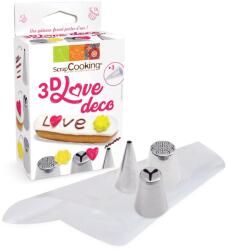 ScrapCooking Díszítőcső és habzsák készlet 3D Love 6 db