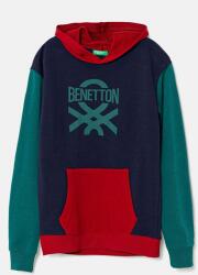 Benetton gyerek melegítőfelső pamutból sötétkék, mintás, kapucnis, 3J68C203N - sötétkék 160