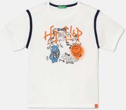Benetton gyerek pamut póló fehér, nyomott mintás, 3I1XG10FC - fehér 82