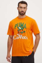 PUMA pamut póló PUMA X CARROTS Graphic Tee narancssárga, férfi, nyomott mintás, 627443 - narancssárga S