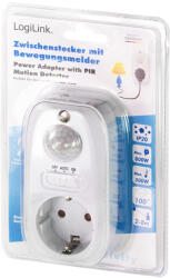 LogiLink ADAPTOR LOGILINK, Schuko x 1, senzor miscare PIR, detector zi/noapte, IP20, 230 V/16A 50Hz max. 800W (bec luminos) sau max. 300W (PA0248)