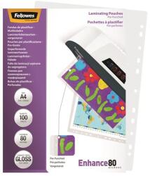 Fellowes Meleglamináló fólia, lefűzhető, 80 mikron, A4, fényes, 100 db, FELLOWES 5452502 (5452502)