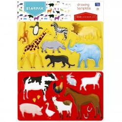 Starpak Műanyag sablon szett 13 x 23 cm - állatok