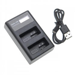 utángyártott Két csatornás utángyártott akkutöltő (Micro USB / Type C) Canon akkuhoz LP-E8 LCD kijelzővel