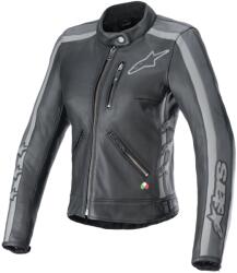 Alpinestars Jachetă de motocicletă din piele pentru femei Alpinestars Stella Dyno negru-gri (AIM101-268)
