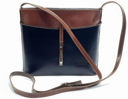 maxmoda classic olasz fekete-konyak női bőr válltáska 22 x 19 cm (MM-2105-FK)