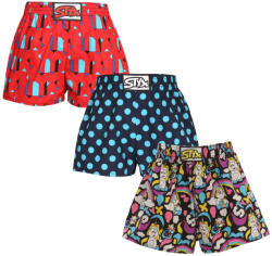 Styx 3PACK gyermek bő szárú boxeralsók Styx art klasszikus gumipánt többszínű (3J11819) 9-11 éves