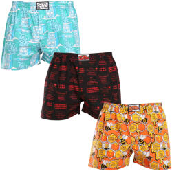 Styx 3PACK férfi bő szárú boxeralsók Styx art klasszikus gumipánt többszínű (3A16477) XXL