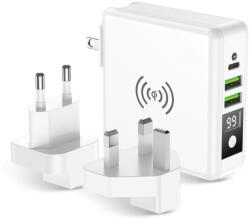 Forcell 4in1 Travel Set multifunkciós hordozható külső akkumlátor és vezeték nélküli töltő USB/USB-C, 8000mAh, fehér