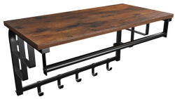 Vasagle Cuier de perete HENRY, 66x30x27cm, negru/maro Agatator cuier